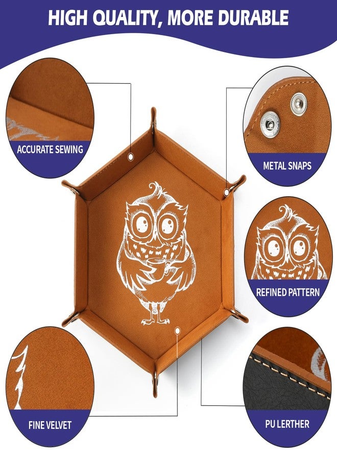 Grajar 6 Pcs DND Dice Tray with Animals Pattern for RPG D&D Table Games - Folding PU Leather and Velvet Rolling Holder Storage Box - Image 2